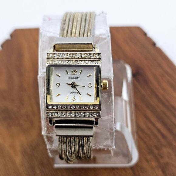 Rumours Women's Gaudy Bling Bracelet Watch Rhinestone Gold Silver Chain Band - Picture 1 of 7